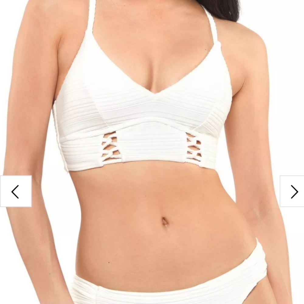 Jessica Simpson White Ribbed Bikini Set